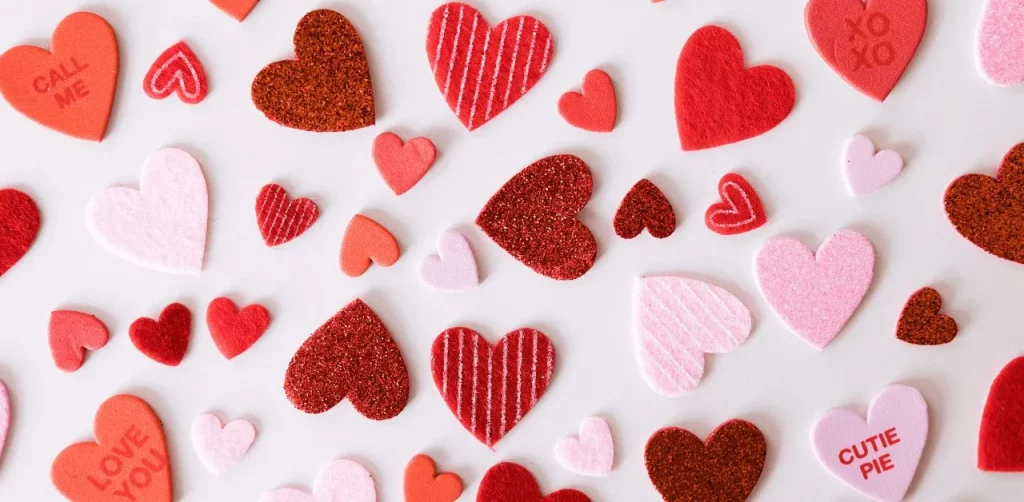 Valentine’s Day candy heart gift box with romantic message for her