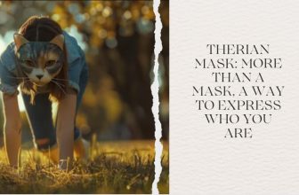 People wearing handmade therian wolf masks in a natural outdoor setting